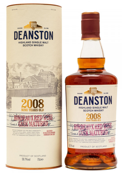 Deanston 2008 Bordeaux Red Wine Cask Matured Single Malt Scotch Whisky 58,7% 0,7L