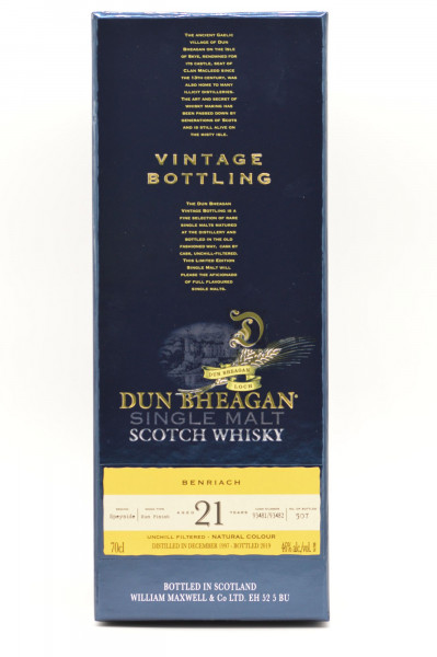 Benriach 21 Jahre 1997/2019 Dun Bheagan Scotch Whisky 46% vol 0,7 L