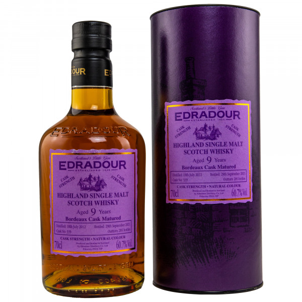 Edradour 9 Jahre Bordeaux Cask Single Malt Scotch Whisky 60,7%vol 0,7 L