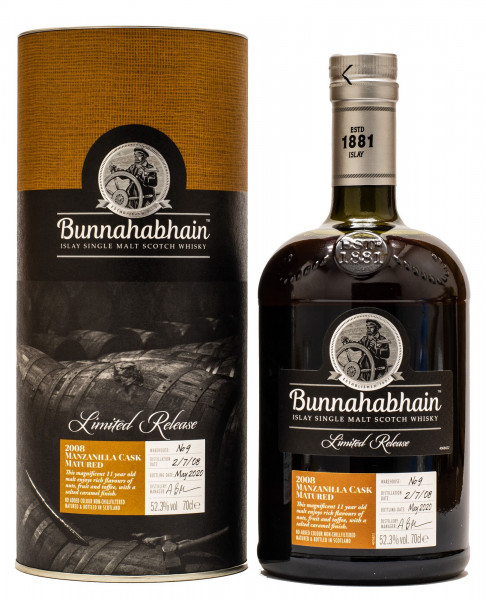 Bunnahabhain 2008 Manzanilla Cask Matured Single Malt Scotch Whisky 52,3% vol 0,7L