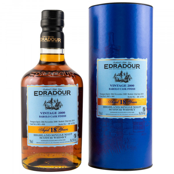 Edradour 18 Jahre Barolo Finish Single Malt Scotch Whisky 56,5%vol 0,7 L