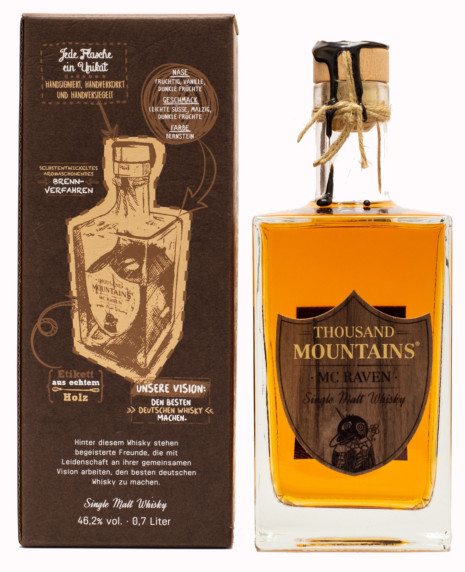 Thousand Mountains Mc Raven Single Malt Whisky 46,2% vol 0,7L | Sauerländer  Edelbrennerei | Deutschland | International | Whiskygraf