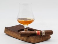 Whisky-Glas-Halter Flight Tray mit Zigarrenablage aus Whisky-Fassdauben